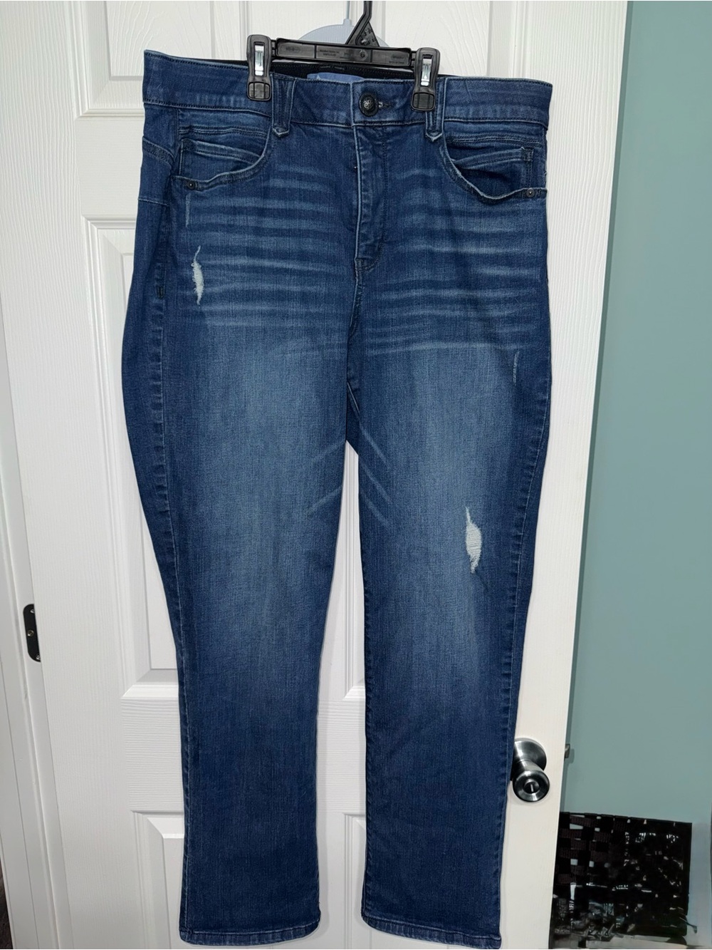 Democracy Straight Leg Jeans in Dark Blue with Light Whiskering
